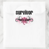 Sticker Rond Cancer du sein Survivant Grunge Emblem ailé (Sac)