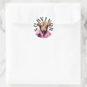 Sticker Rond Cancer du sein Survivant Vache blanche (Sac)