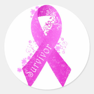 Sticker Rond Cancer du sein Survivant Vintage