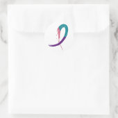Sticker Rond Cancer Du Thyroïde Turquoise, Violet Et Rose Ruban (Sac)