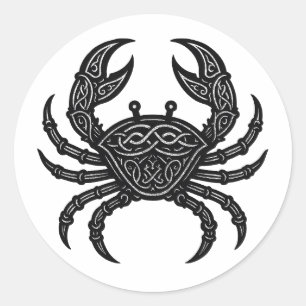 Sticker Rond Cancer — Encre Hantée Zodiaque Crabe