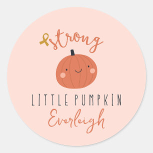 Sticker Rond cancer enfant fort petit citrouille Nom personnali