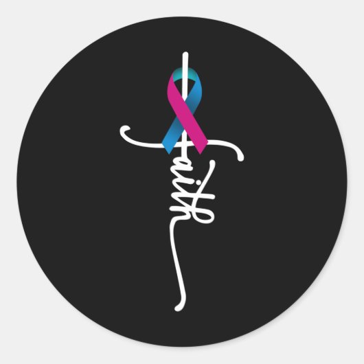Sticker Rond Cancer Faith Thyroid Cancer Sensibilisation Suppor (Devant)