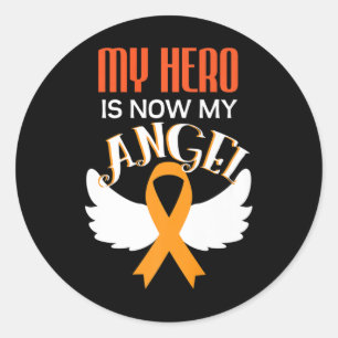 Sticker Rond Cancer Guerrier Leucémie Sensibilisation Orange Ri