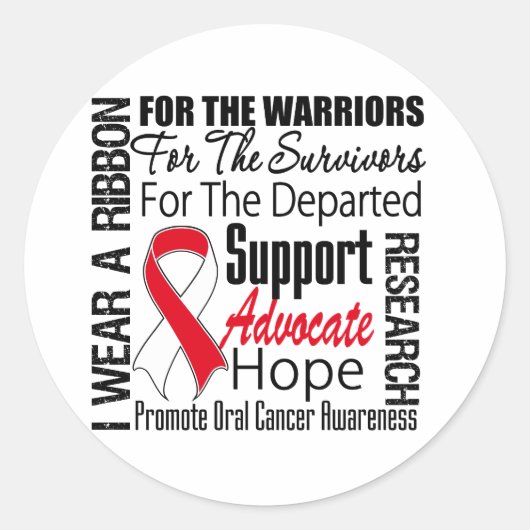 Sticker Rond Cancer oral Je porte un TRIBUT de ruban (Devant)
