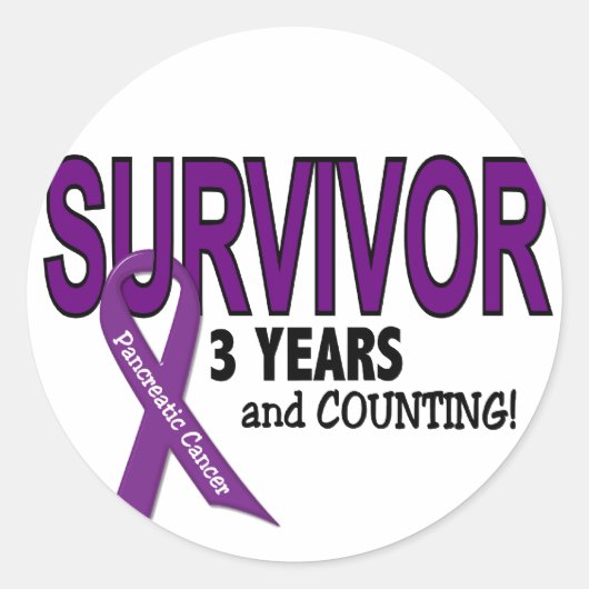Sticker Rond Cancer pancréatique 3 ans SURVIVANT (Devant)