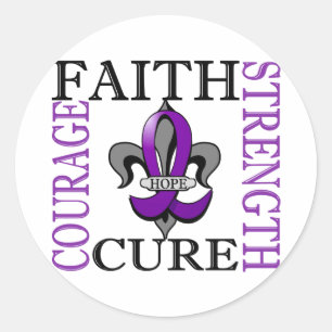 Sticker Rond Cancer pancréatique de Fleur De Lis 3