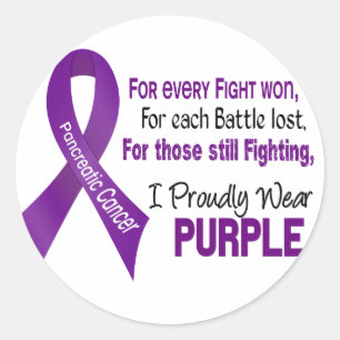 Sticker Rond Cancer Pancréatique Je Porte Fièrement Violet