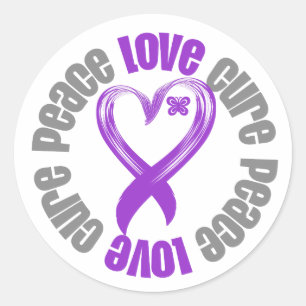 Sticker Rond Cancer pancréatique Paix Amour Cure Ruban