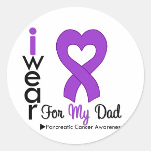 Sticker Rond Cancer pancréatique Violet Ribbon Support Papa
