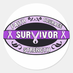 Sticker Rond Cancer Survivant Purple