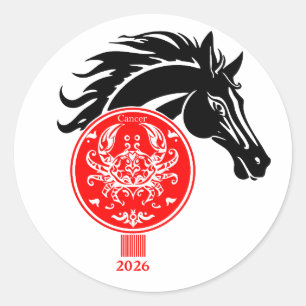 Sticker Rond Cancer x Année du Cheval 2026