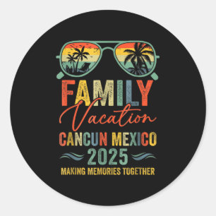 Sticker Rond Cancun Mexico Vacation 2025 Matching Family Group