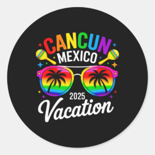 Sticker Rond Cancun Mexique 2025 Voyage Voyage Trip Plage Été