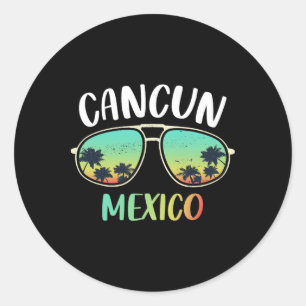 Sticker Rond Cancun Mexique Souvenir Chemise Famille Vacat corr