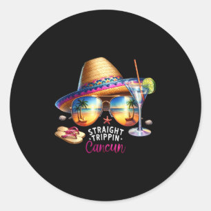 Sticker Rond Cancun Tropical Mexique Voyage Vacances Droit