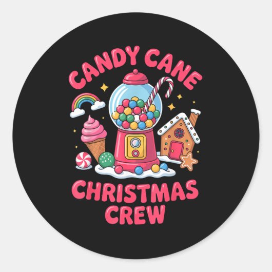 Sticker Rond Candy Cane Christmas Crew Gumball Gingerbread Pepp (Devant)