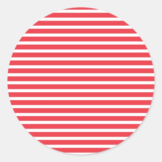 Sticker Rond Candy Cane Rouge et Blanc Simple Rayé Horizontal (Devant)