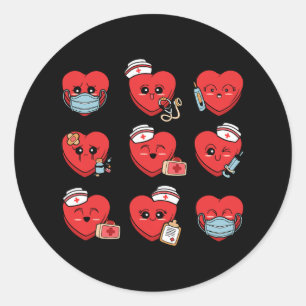 Sticker Rond Candy Conversation Coeur Infirmière Valentine Infi