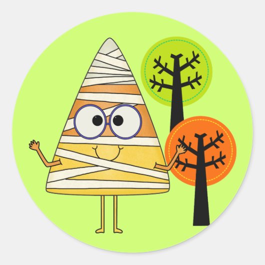 Sticker Rond Candy Corn maman Halloween (Devant)