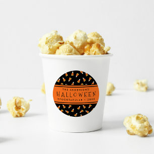 Sticker Rond Candy Corn Personnalisé Halloween Party