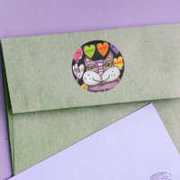 Candy Heart Purple Chat Folk Art