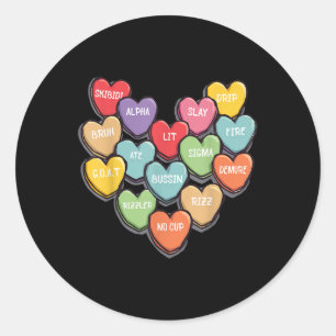 Sticker Rond Candy Heart Slang Mots Valentines Day For School,