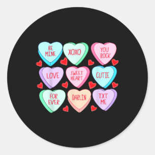 Sticker Rond Candy Heart Valentine Vibes Valentines Day Girls W