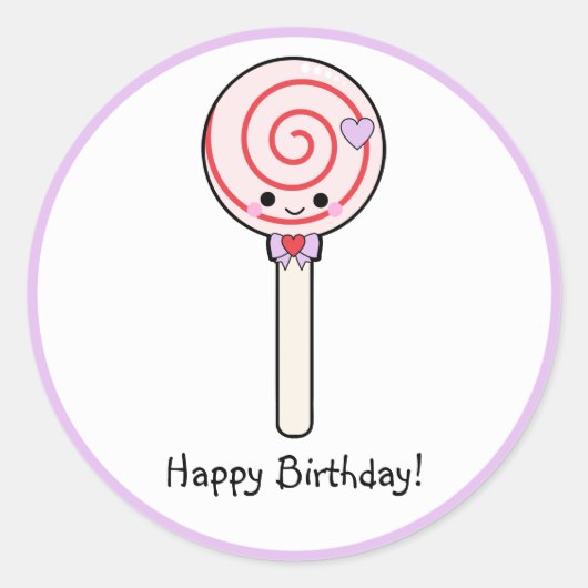 Sticker Rond Candy Lollipop Joyeux anniversaire (Devant)
