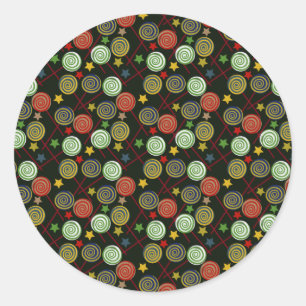 Sticker Rond Candy pattern Lollies lollipop