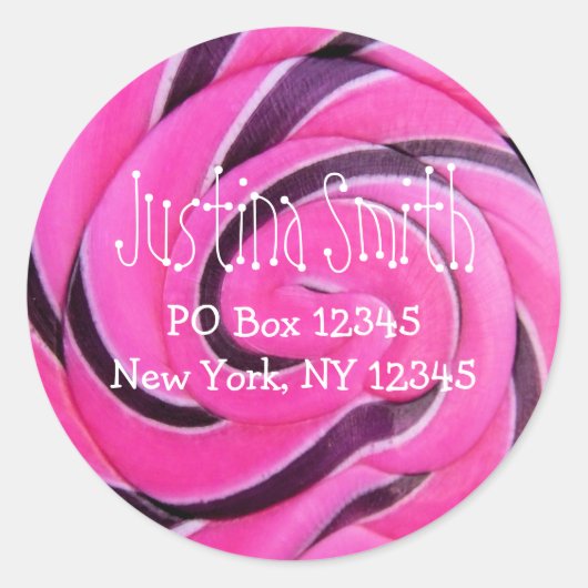 Sticker Rond Candy Photo Hot Rose Lollipop Adresse (Devant)