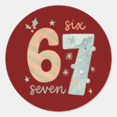 Sticker Rond Candy Stripe & Snowflake 67 – Handmade Holiday Num (Devant)