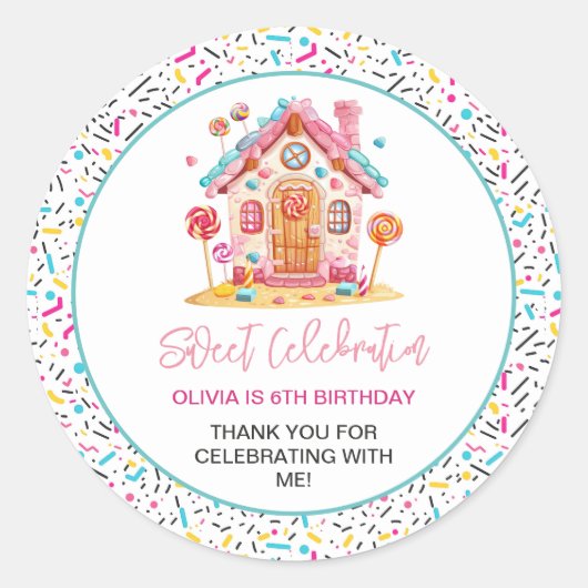 Sticker Rond Candyland Sweet Celebration Anniversaire de enfant (Devant)