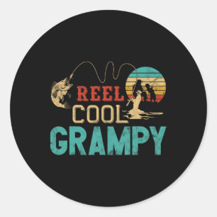 Sticker Rond Cane à pêche drôle vintage super papy cadeau pour