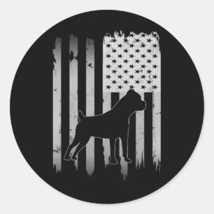 Sticker Rond Cane Corso Dog Usa Drapeau américain 4 juillet Pat