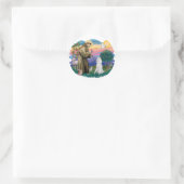Sticker Rond Caniche (Blanc Standard) (Sac)