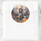 Sticker Rond Caniche D'Halloween Avec Peur Citrouille (Sac)