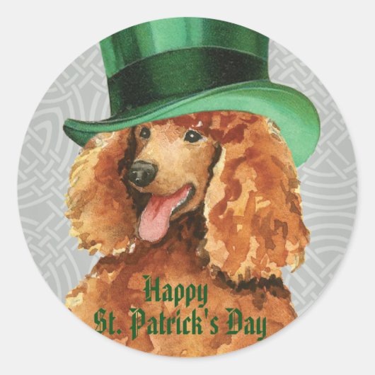 Sticker Rond Caniche du jour de St Patrick (Devant)