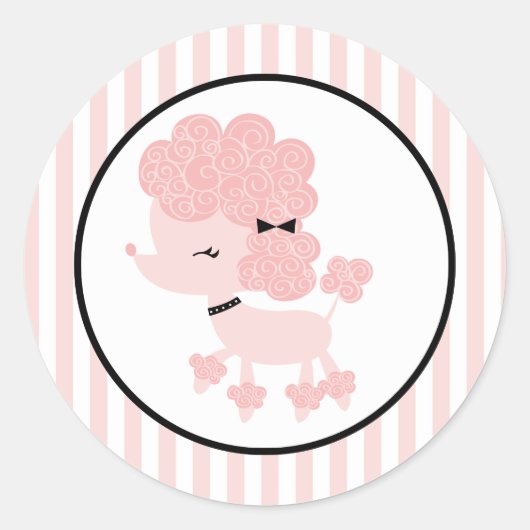 Sticker Rond Caniche français de dessin animé (Devant)
