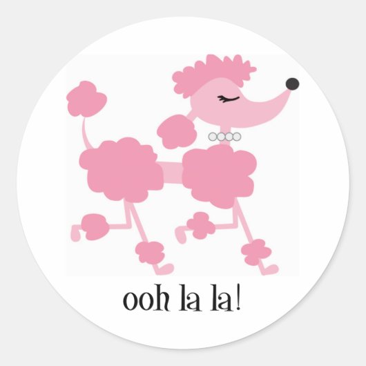 Sticker Rond caniche rose (Devant)