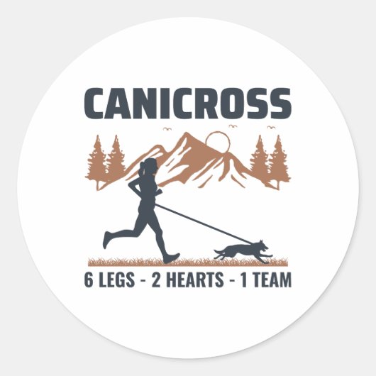 Sticker Rond Canicross Trail Runner Dog Sport Outdoor (Devant)