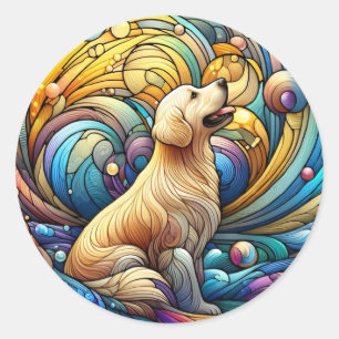 Sticker Rond Canine enchantée sur des persiennes en céramique c
