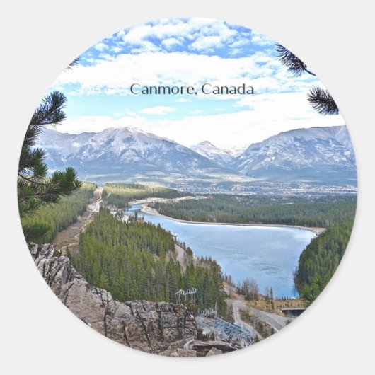 Sticker Rond Canmore, Canada photo pittoresque (Devant)