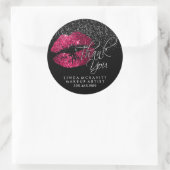 Sticker Rond Canne à lèvre rose chaud 💋 Merci argent (Sac)