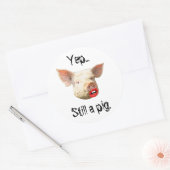 Sticker Rond Canne à lèvres sur un porc (Enveloppe)