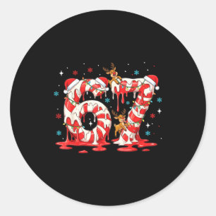 Sticker Rond Canne de Noël 67 Mème Six Sept Drôle Garçons 