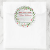 Sticker Rond Canne de Noël en bois rustique | Confiture maison (Sac)