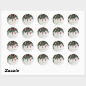 Sticker Rond Canne en sucre, sapin de Noël (Feuille)