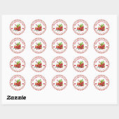 Sticker Rond Canneberges Gingham Faits Maison Aquarelle (Feuille)