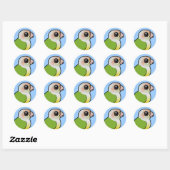 Sticker Rond Cannelle Birdorable Conure à joues vertes (Feuille)